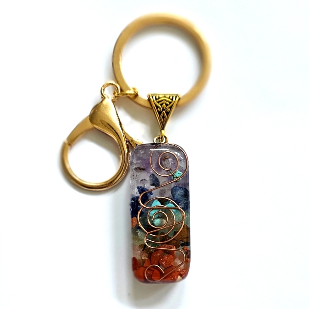 BRAND NEW! Ombre Natural Crystal Keychain Purse Charm ~ Gift Well-being …